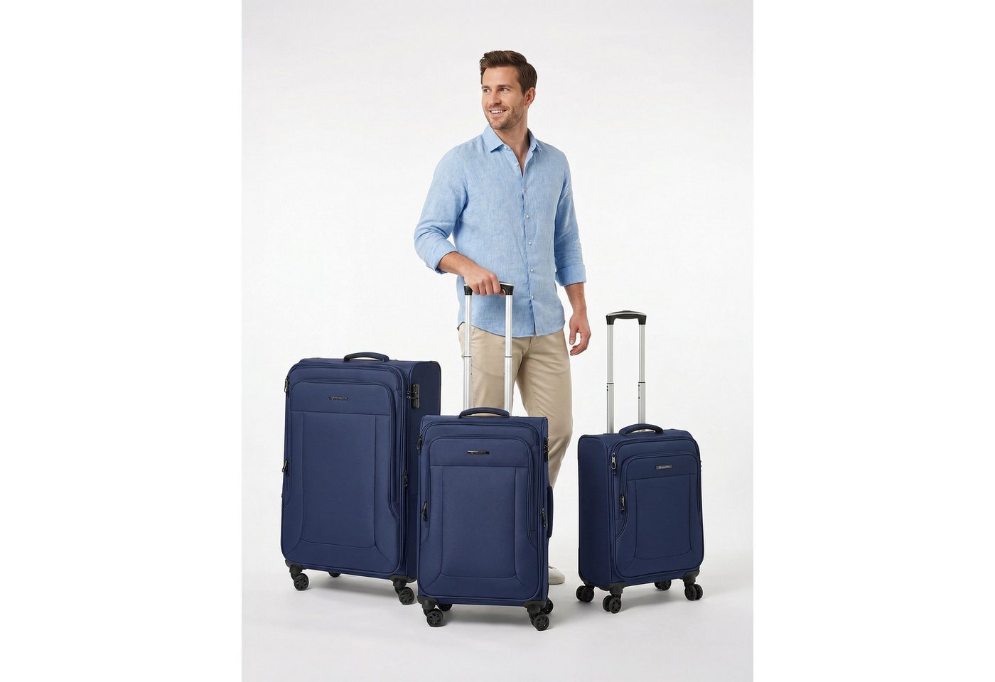 Franky Trolleyset Melbourne 3.0, 4 Rollen, (3-teilig, 3 tlg), Polyester – Bild 2 von 5