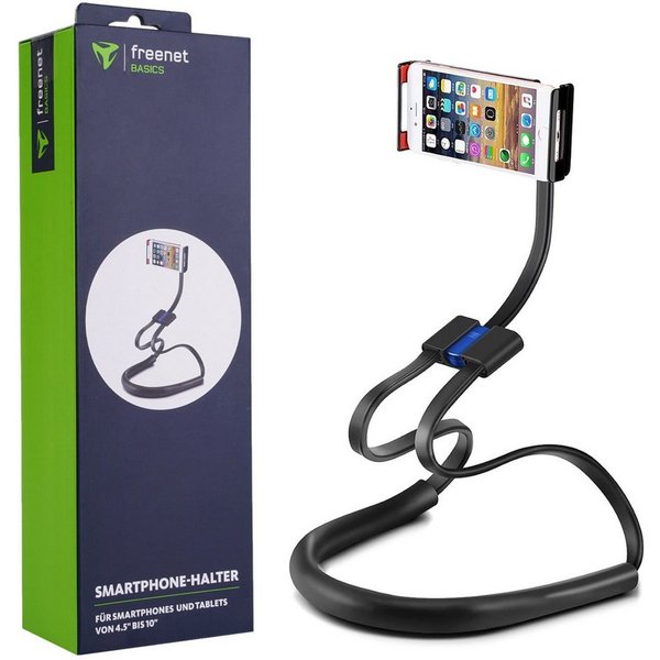 freenet TV Tablet-Halterung Basics Handy-Halterung Nackenhalterung, (Hals Halter Smartphone Tablet POV VLOG Selfie Bett 360-Grad)
