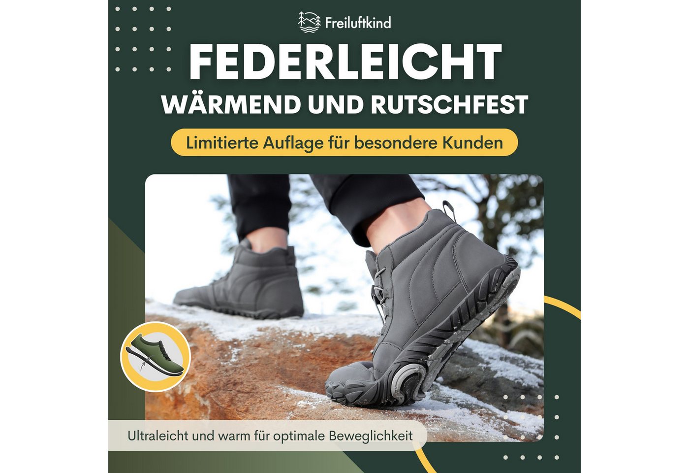 Freiluftkind Das Original - Kepler Barfußschuhe – warm gefüttert Sneaker Schnellverschluss – Bild 3 von 5