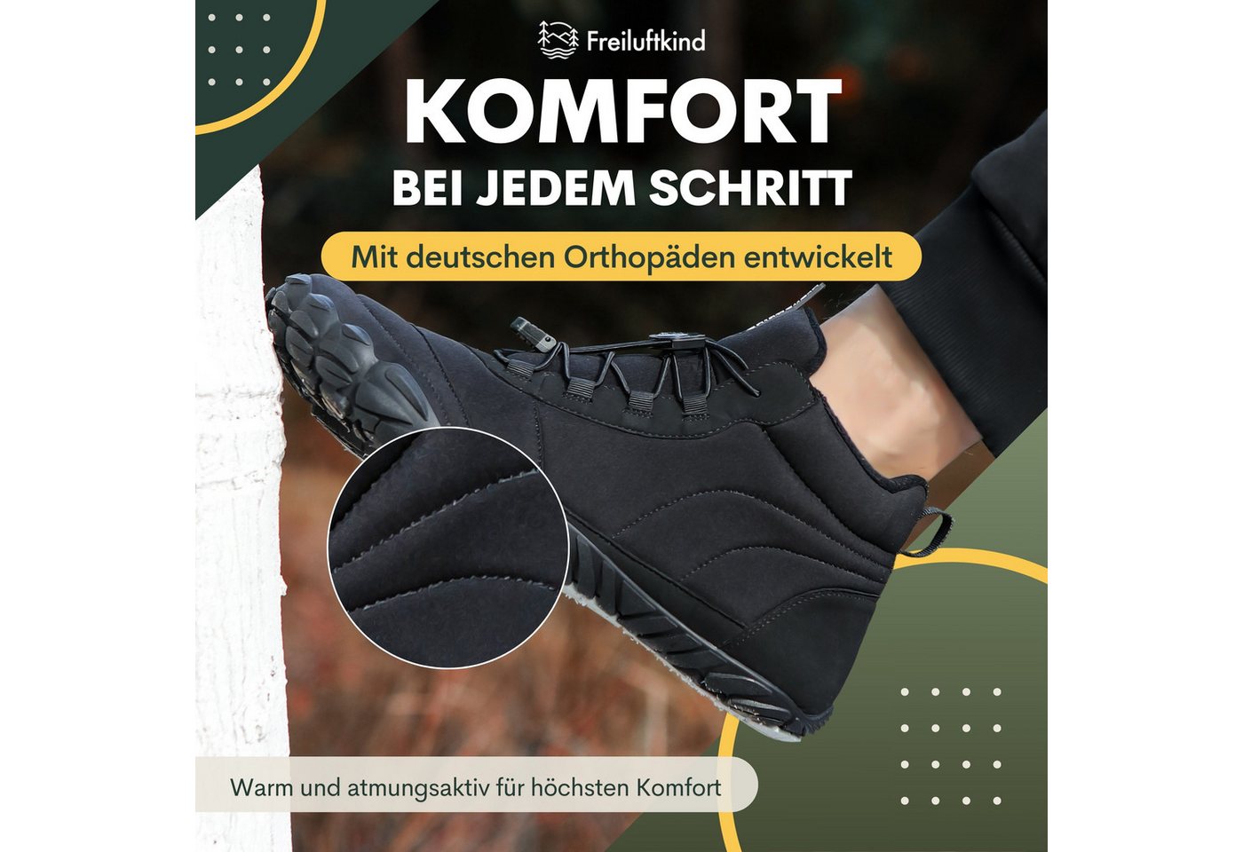 Freiluftkind Das Original - Kepler Barfußschuhe – warm gefüttert Sneaker Schnellverschluss – Bild 2 von 5