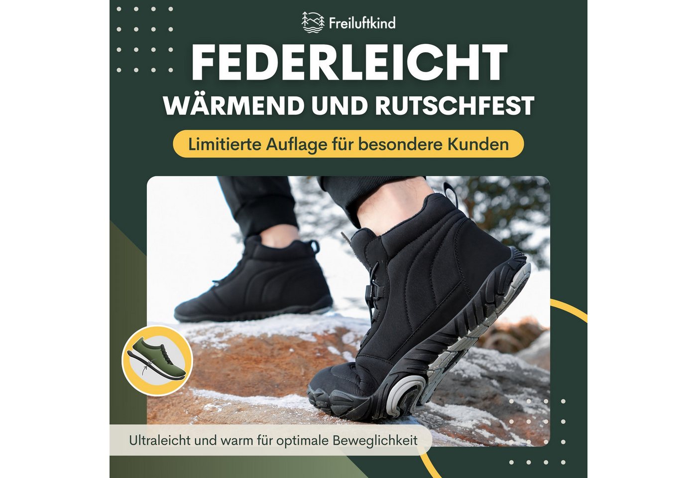 Freiluftkind Das Original - Kepler Barfußschuhe – warm gefüttert Sneaker Schnellverschluss – Bild 3 von 5
