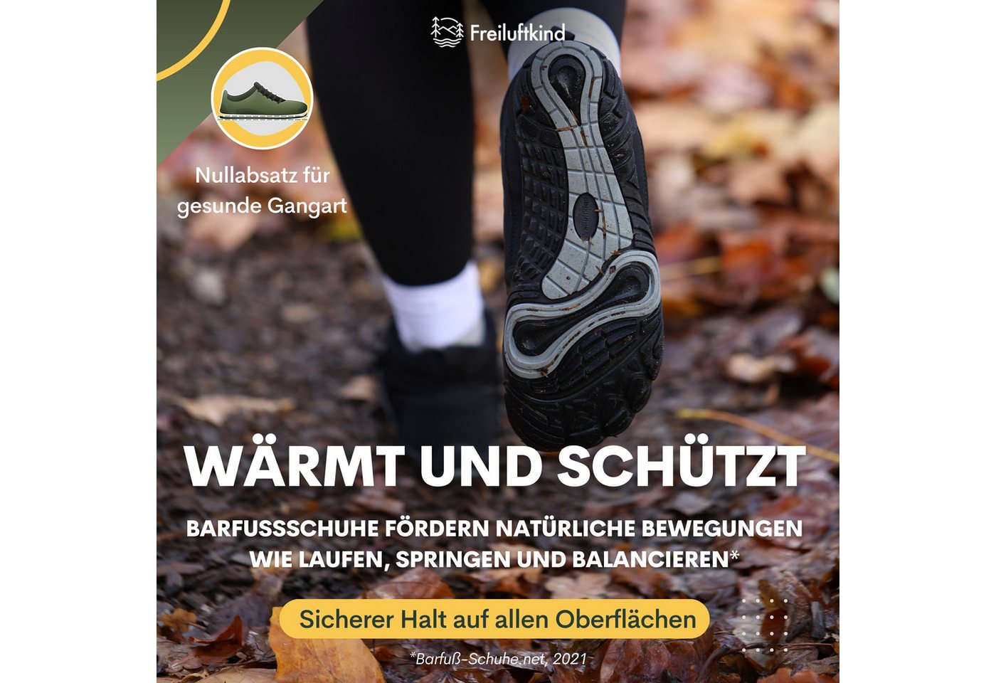 Freiluftkind Das Original - Kepler Barfußschuhe – warm gefüttert Sneaker Schnellverschluss – Bild 4 von 5
