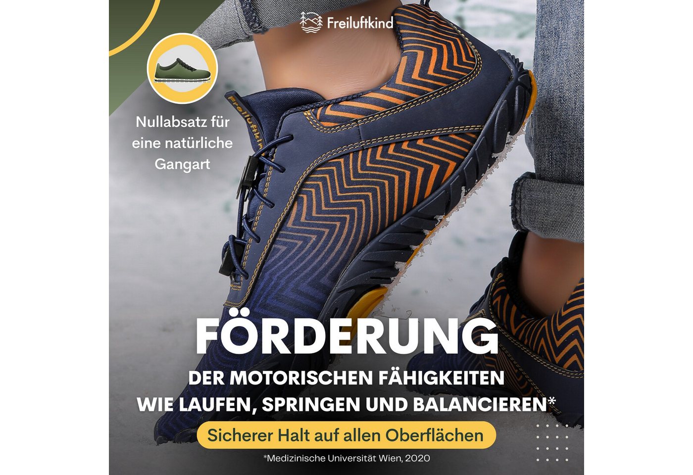 Freiluftkind Das Original – Overland Wasserabweisende & gefütterte Barfußschuhe Sneaker Schnürsenkel – Bild 4 von 5