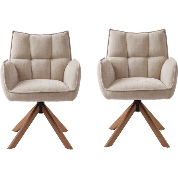 freiraum Armlehnstuhl Marilla, (2er-Set) drehbar, Federkern, Chenille beige - 59x86x65 (BxHxT)