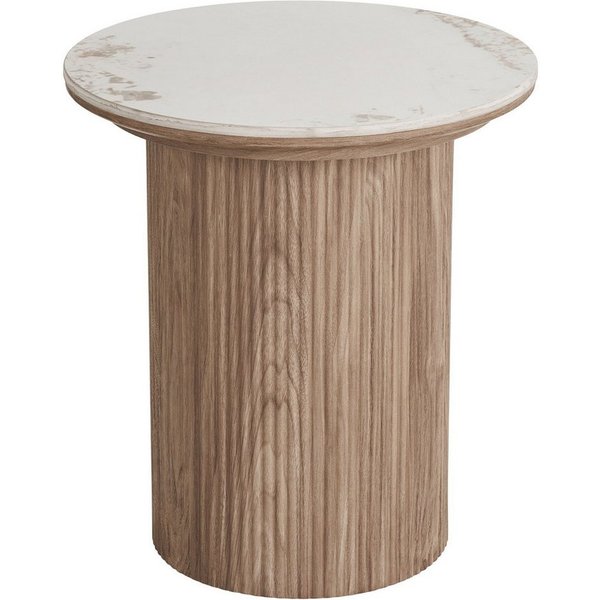 freiraum Beistelltisch Athens, in Weiss / Dunkelbraun, Keramik, MDF, Dekor - 50x45 (HxD)