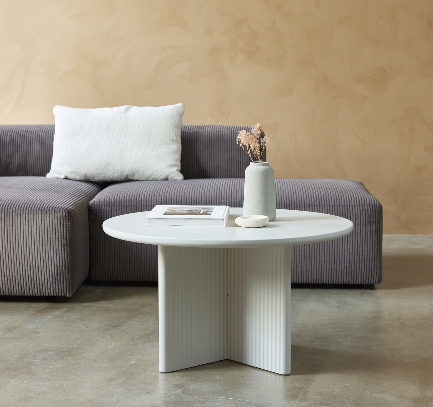 freiraum Couchtisch PALMA, in Greige, MDF + Stahl in greige - 45x80cm (HxD) – Bild 4 von 4