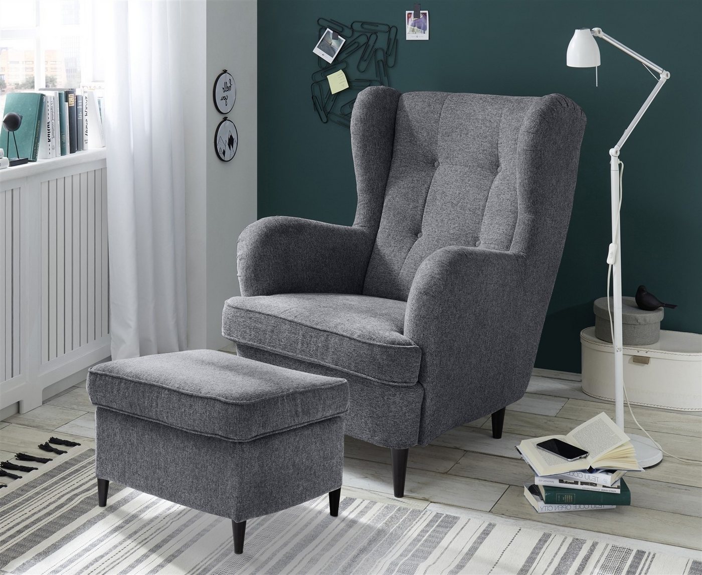 freiraum Fußhocker OSKAR, in anthrazit - 63x43x42 (BxHxT) – Bild 3 von 4