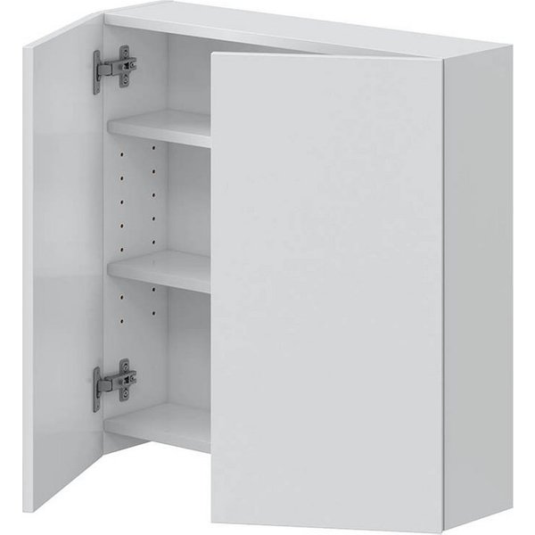 freiraum Hängeschrank Hängeschrank >DESTAL< 2 Böden, in Weiß glänzend - 2 Größen zur Auswahl 2 Türen, 2 Böden, in Weiß glänzend - 60x60x16 (BxHxT)