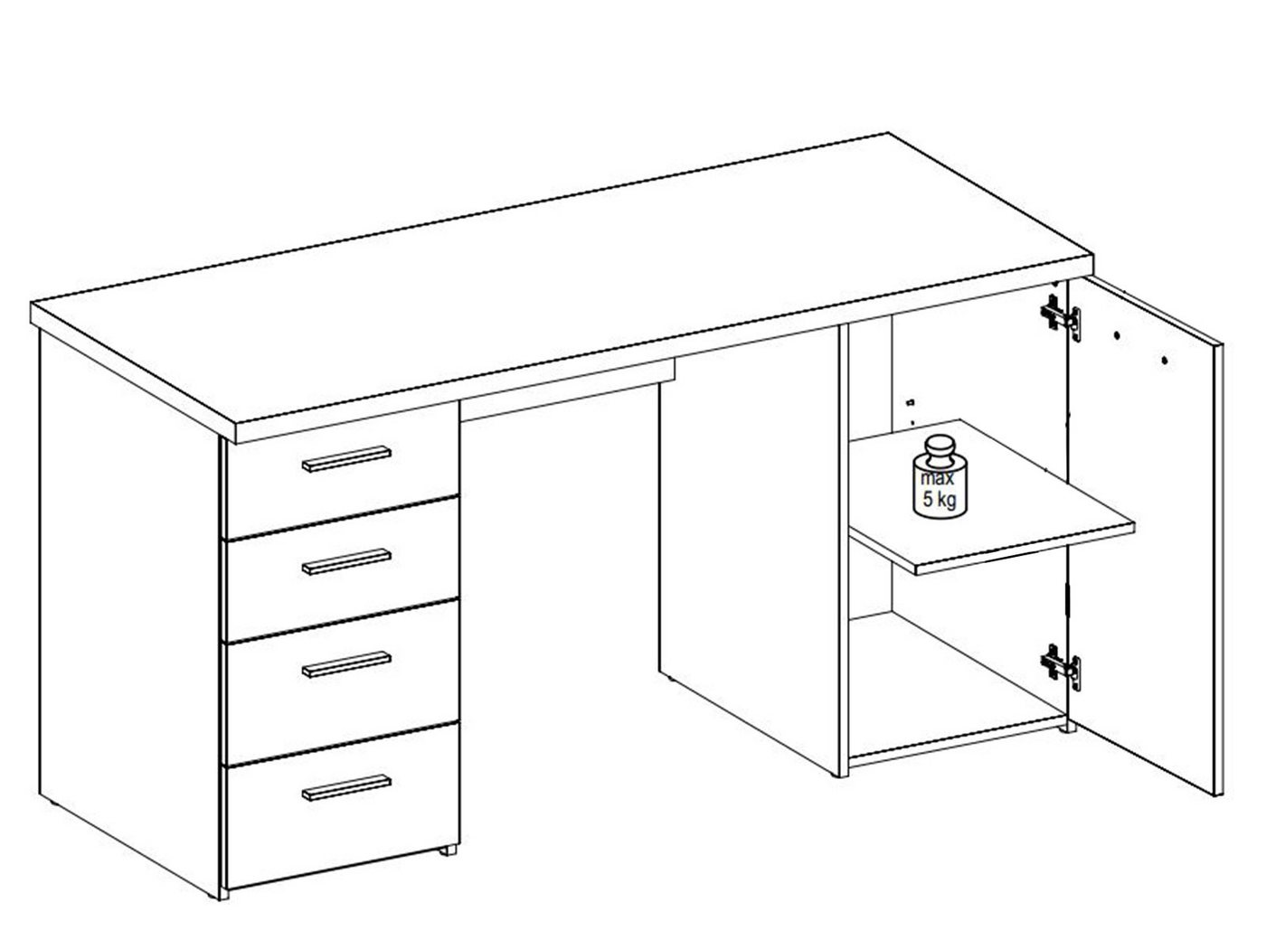 freiraum Schreibtisch Balu, 145 x 76,3 x 60 cm (B/H/T) – Bild 2 von 5