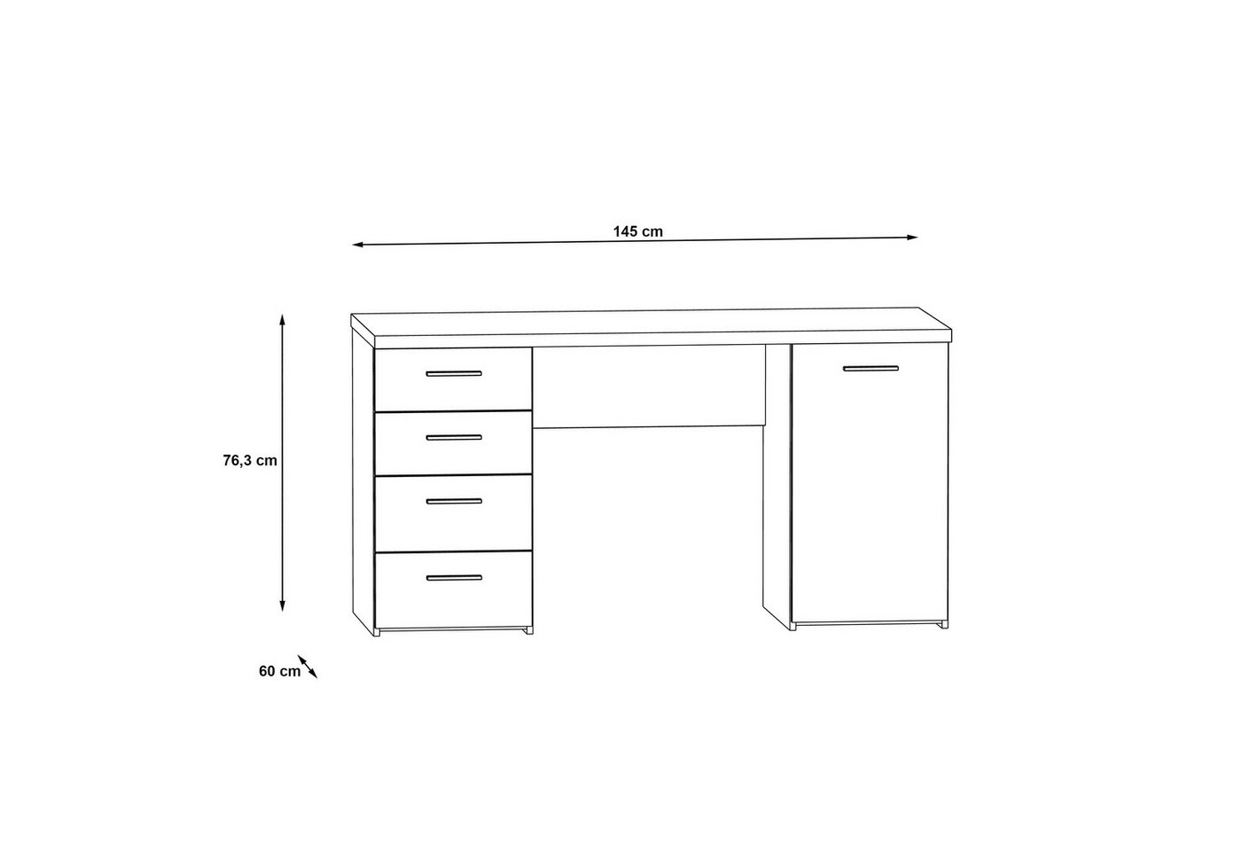 freiraum Schreibtisch Balu, 145 x 76,3 x 60 cm (B/H/T) – Bild 4 von 5
