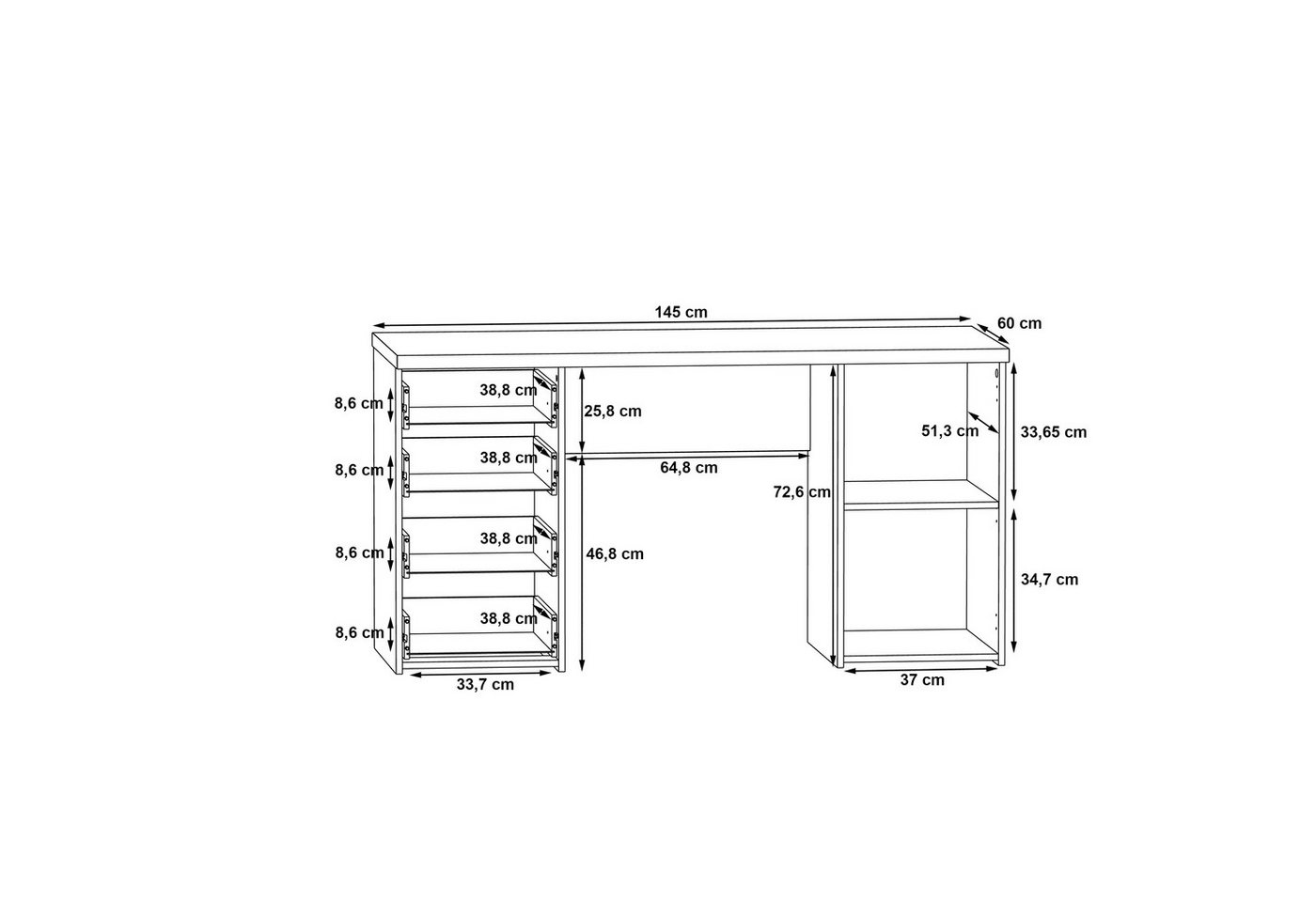 freiraum Schreibtisch Balu, 145 x 76,3 x 60 cm (B/H/T) – Bild 5 von 5