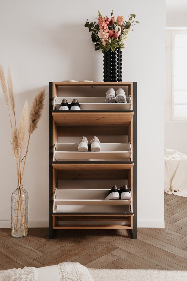 freiraum Schuhkipper Denver, 3 Klappen, Dekor Artisan Eiche Dekor / anthrazit - 70x125x25cm (BxHxT) – Bild 2 von 5