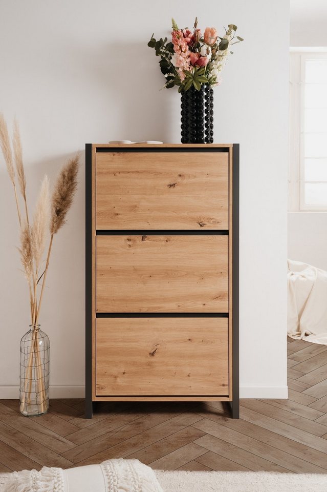 freiraum Schuhkipper Denver, 3 Klappen, Dekor Artisan Eiche Dekor / anthrazit - 70x125x25cm (BxHxT) – Bild 5 von 5