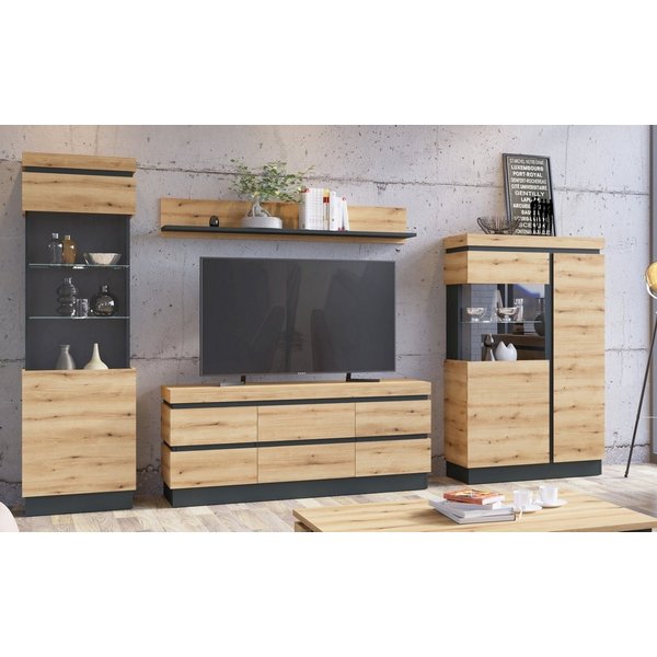 freiraum Wohnwand Corte, (4-teilig) in Coast Evoke Eiche Dekor - 325x201x45cm (BxHxT)