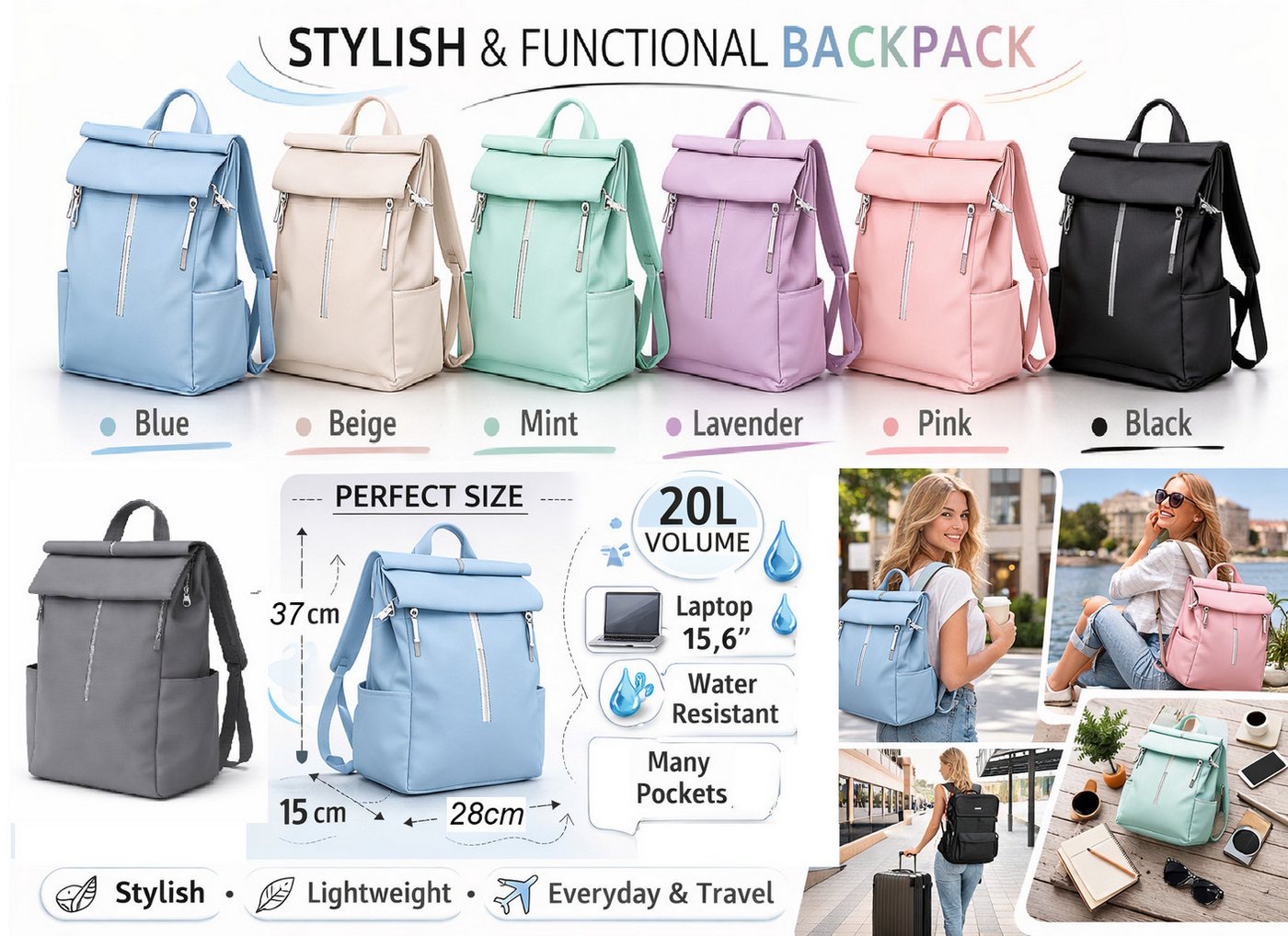 Antonio Freizeitrucksack Antonio Urban Line Rucksack extra leicht 600 g modischer – Bild 2 von 5