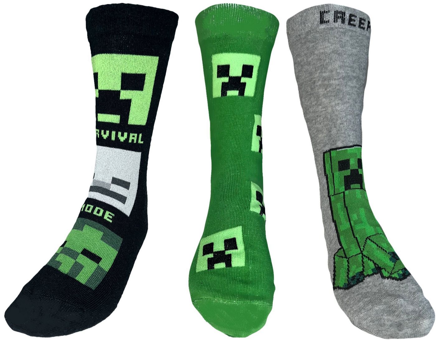 Minecraft Freizeitsocken 6x Minecraft Socken Jungen + Mädchen Strümpfe 31/34 35/38 39/42 – Bild 2 von 4