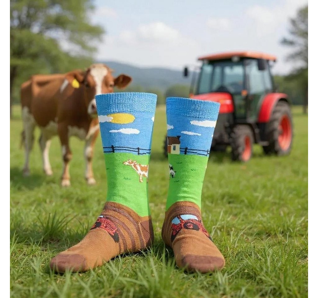 AbgeStrumpft Freizeitsocken AbgeStrumpft Traktor Socken (1 Paar, 1-Paar, 1 Paar) lustiges Design – Bild 4 von 5