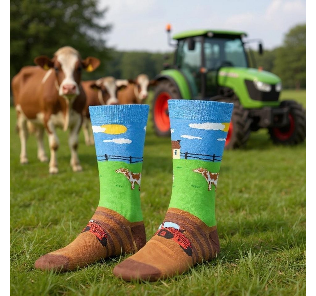 AbgeStrumpft Freizeitsocken AbgeStrumpft Traktor Socken (1 Paar, 1-Paar, 1 Paar) lustiges Design – Bild 5 von 5