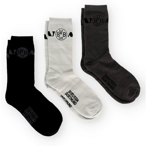 BVB Freizeitsocken BVB 3er Socken Geschenkset (3-Paar)