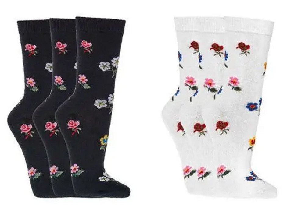 Socks 4 Fun Freizeitsocken Socks 4 Fun Blümchen (3-er Bündel, 3-Paar, 3 Paar) lustiges Design – Bild 2 von 2