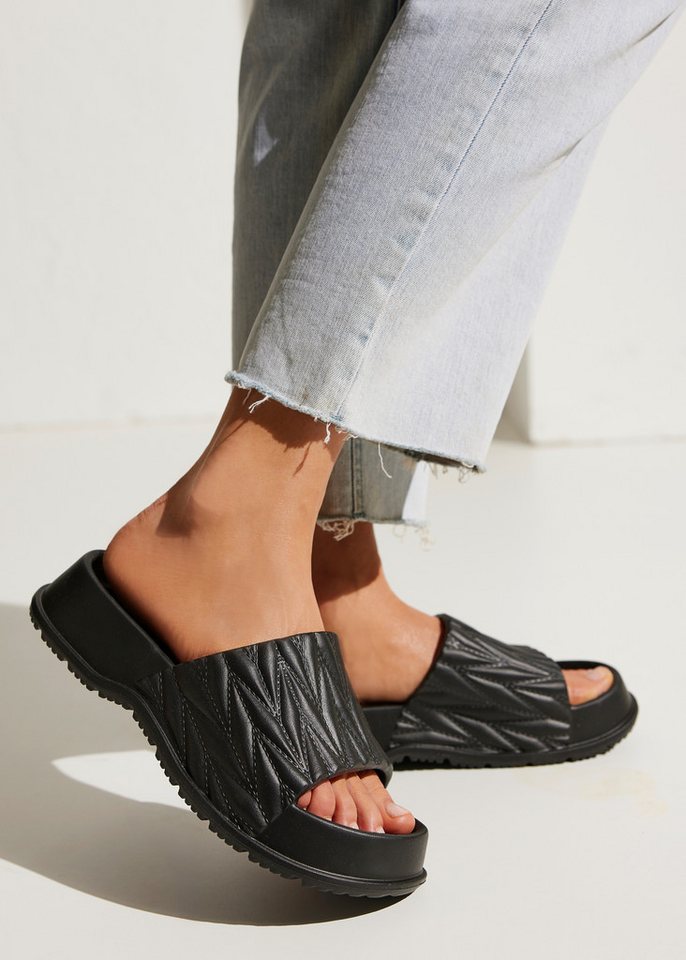 French Connection Badeschlappe, Badelatsche, Mule, Sandale, offener Schuh, Sommerschuhe Badepantolette Pantolette aus wasserabweisendem Material mit Plateausohl – Bild 2 von 5
