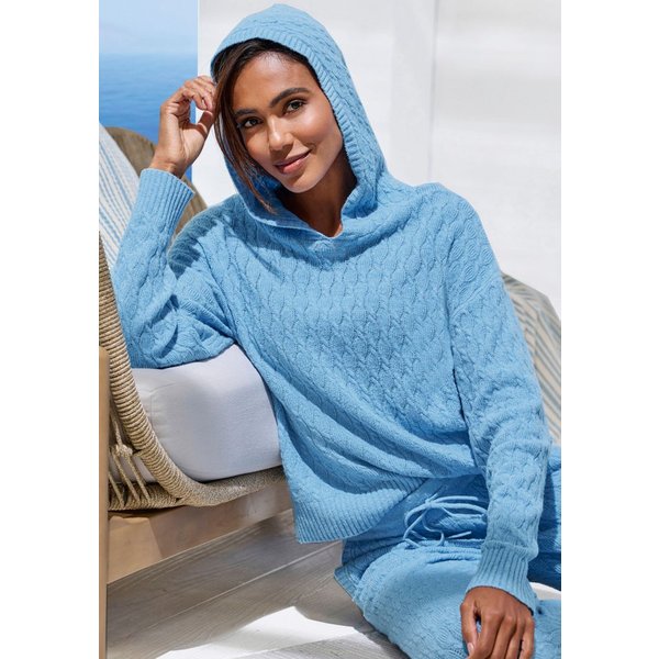 French Connection Kapuzenpullover - Strickpullover weicher Strick mit Zopfmuster in kurzer Form, Home- und Loungewear
