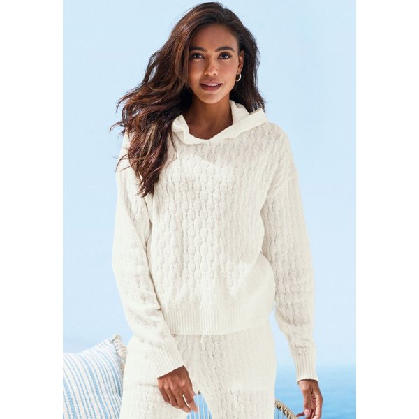 French Connection Kapuzenpullover - Strickpullover weicher Strick mit Zopfmuster in kurzer Form, Home- und Loungewear