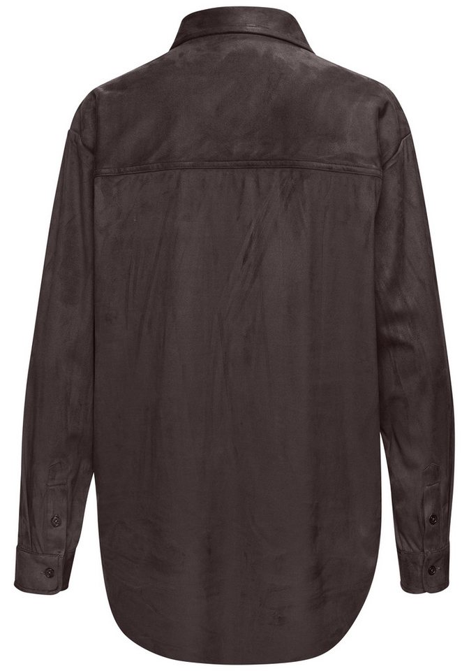 French Connection Langarmhemd aus Veloursleder-Imitat mit aufgesetzter Tasche, Loungewear – Bild 4 von 5
