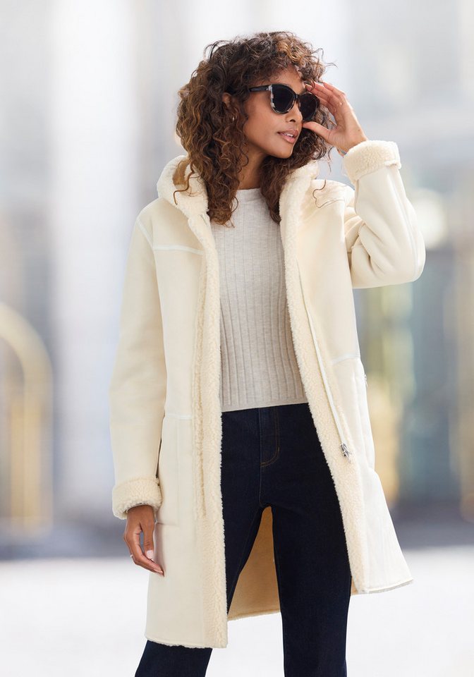 French Connection Lederimitatjacke mit Teddyfutter auf der Innenseite, Shearling Jacke, Lammfelloptik – Bild 2 von 5