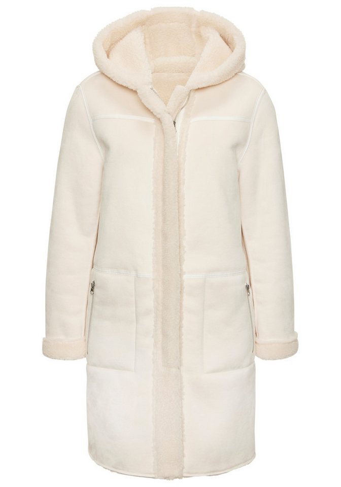 French Connection Lederimitatjacke mit Teddyfutter auf der Innenseite, Shearling Jacke, Lammfelloptik – Bild 3 von 5