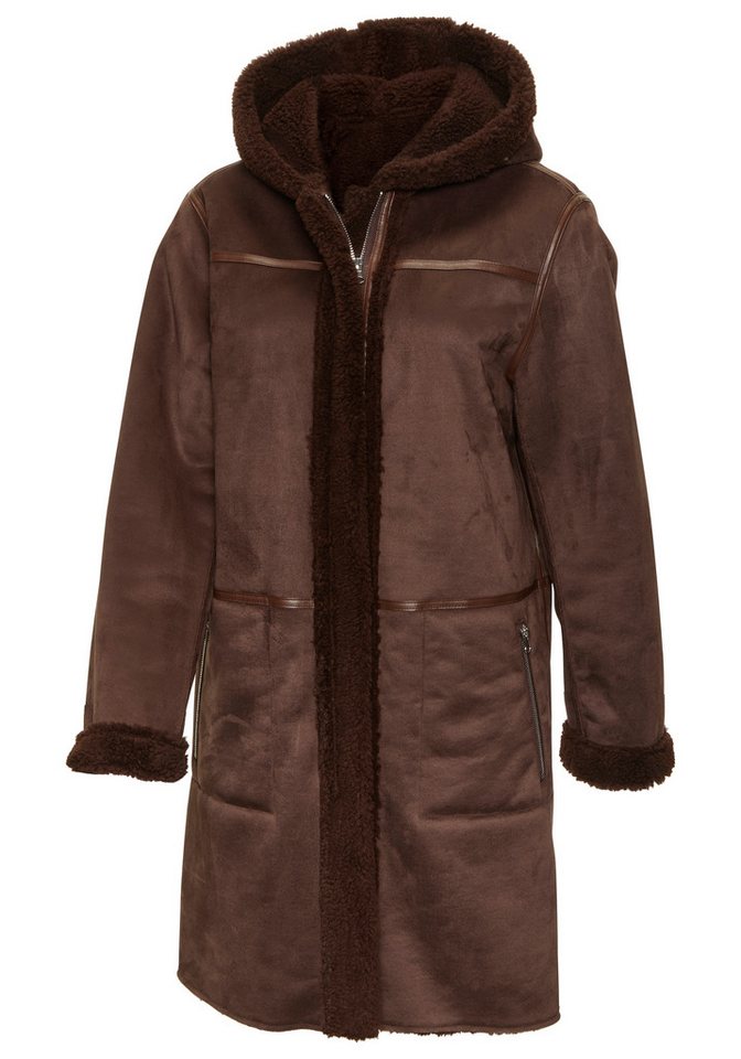French Connection Lederimitatjacke mit Teddyfutter auf der Innenseite, Shearling Jacke, Lammfelloptik – Bild 5 von 5