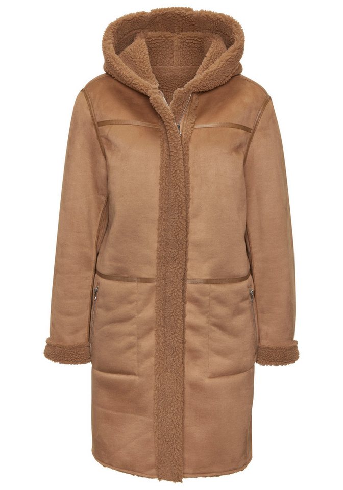 French Connection Lederimitatjacke mit Teddyfutter auf der Innenseite, Shearling Jacke, Lammfelloptik – Bild 2 von 5