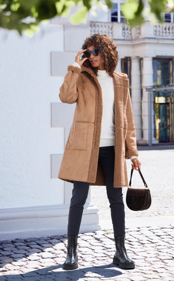 French Connection Lederimitatjacke mit Teddyfutter auf der Innenseite, Shearling Jacke, Lammfelloptik – Bild 3 von 5