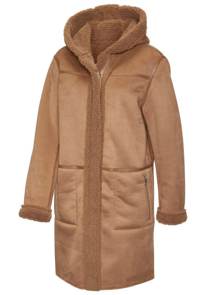 French Connection Lederimitatjacke mit Teddyfutter auf der Innenseite, Shearling Jacke, Lammfelloptik – Bild 5 von 5