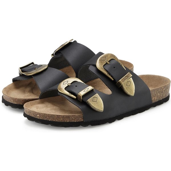 French Connection Mule, Sandale, offener Schuh, Sommerschuhe, Sandale, Lederpantolette Pantolette NEU aus hochwertigem Leder mit weichem Korkfußbett