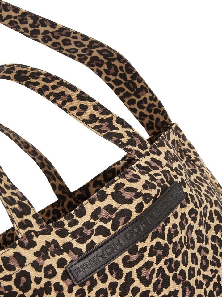 French Connection Shopper Sommertasche, Badetasche, Schultertasche, Einkaufstasche, Tragetasche, Strandtasche, Handtasche im Animal-Look mit zwei Henkellängen V – Bild 5 von 5