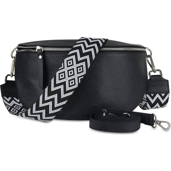 Frentree Bauchtasche aus 100% Echtleder, Made in Italy, Damen Umhängetasche, mit 2 Schulterriemen zum Wechseln