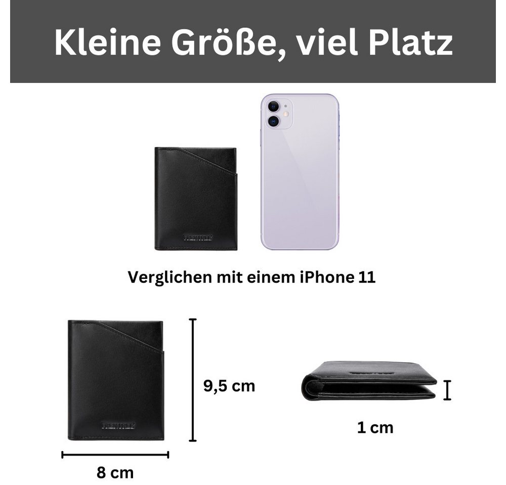 Frentree Kartenetui "Mini"-Geldbörse, minimalistischer Kartenhalter aus Echtleder, für bis zu 12 Karten, mit integriertem RFID Schutz – Bild 3 von 5