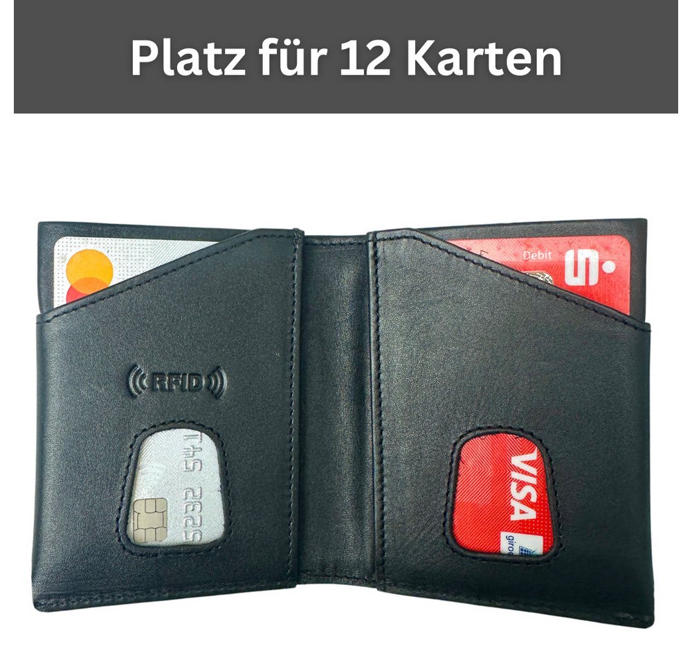 Frentree Kartenetui "Mini"-Geldbörse, minimalistischer Kartenhalter aus Echtleder, für bis zu 12 Karten, mit integriertem RFID Schutz – Bild 4 von 5
