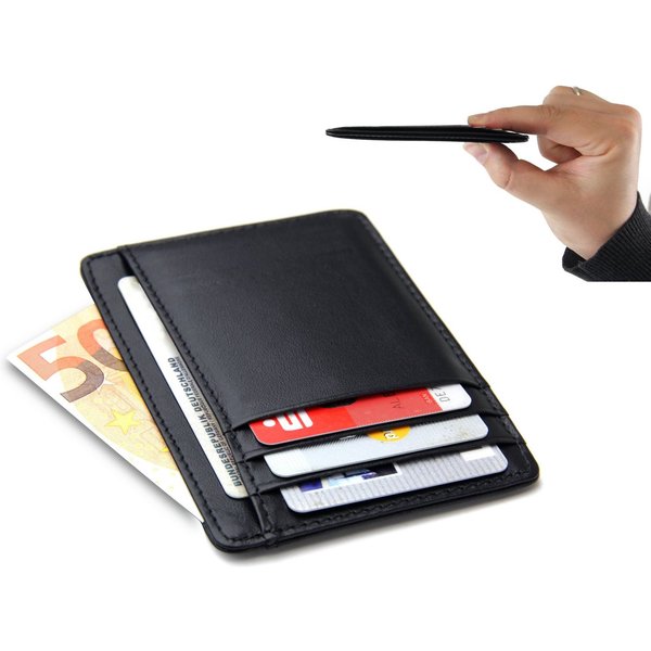 Frentree Kartenetui "Mini"-Geldbörse, minimalistischer Kartenhalter aus Echtleder, für bis zu 10 Karten und Geldscheine, mit integriertem RFID Schutz