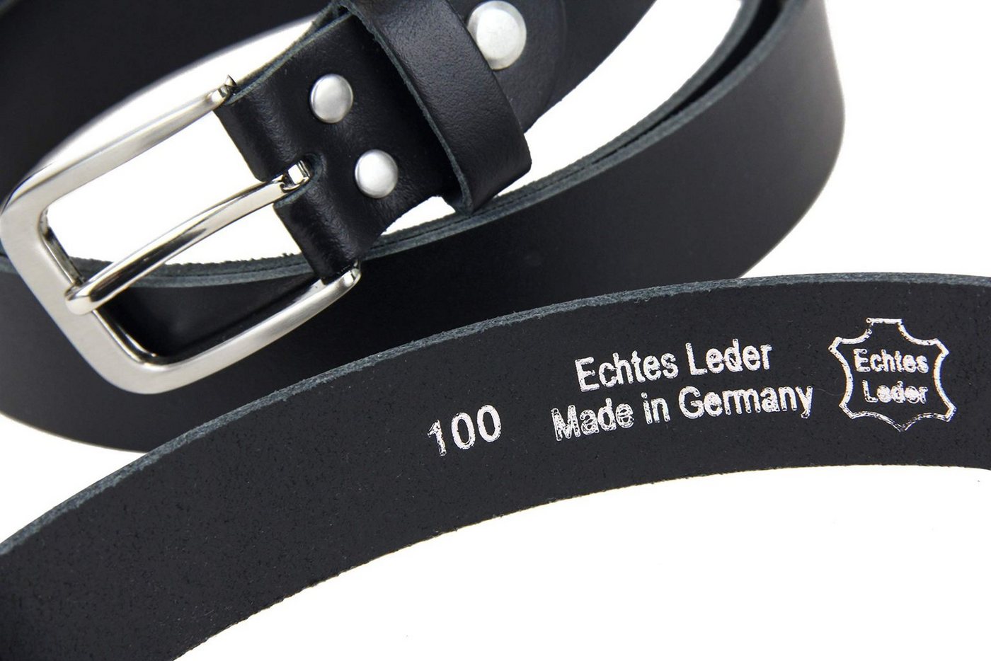 Frentree Ledergürtel aus 100% Echtleder, MADE IN GERMANY 3 cm breiter Gürtel aus Leder, kürzbar, Schwarz – Bild 3 von 5