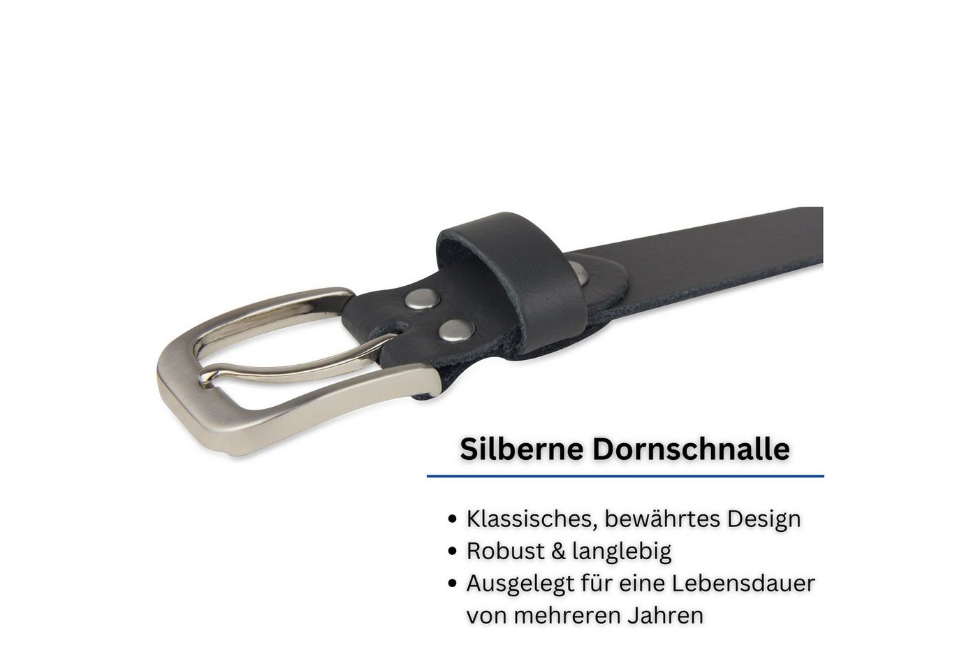 Frentree Ledergürtel aus 100% Echtleder, MADE IN GERMANY 3 cm breiter Gürtel aus Leder, kürzbar, Braun – Bild 3 von 5