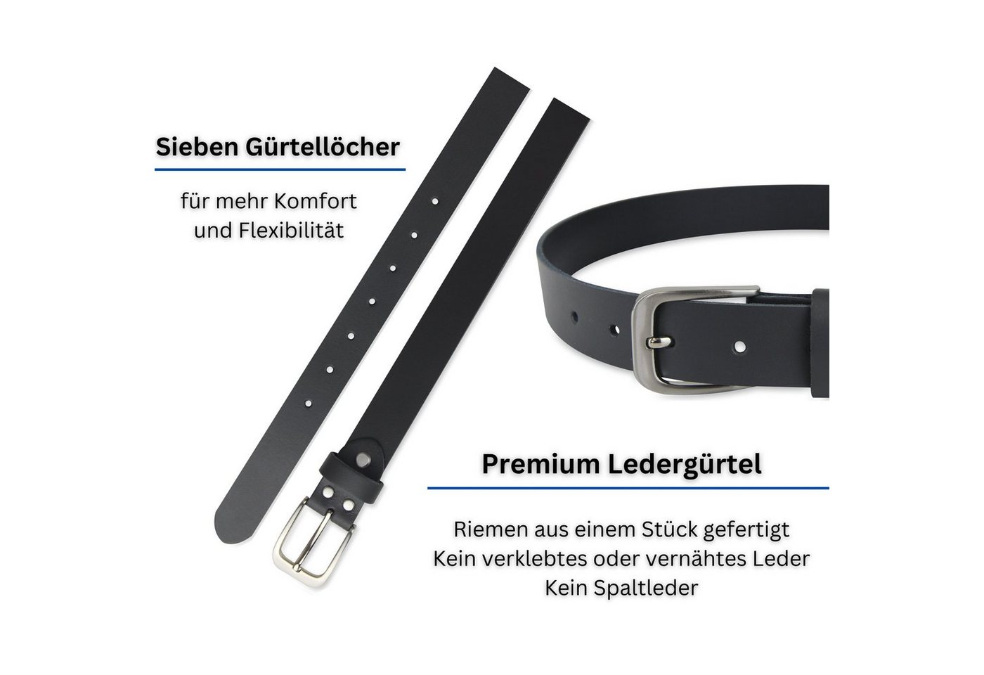 Frentree Ledergürtel aus 100% Echtleder, MADE IN GERMANY 3 cm breiter Gürtel aus Leder, kürzbar, Braun – Bild 4 von 5