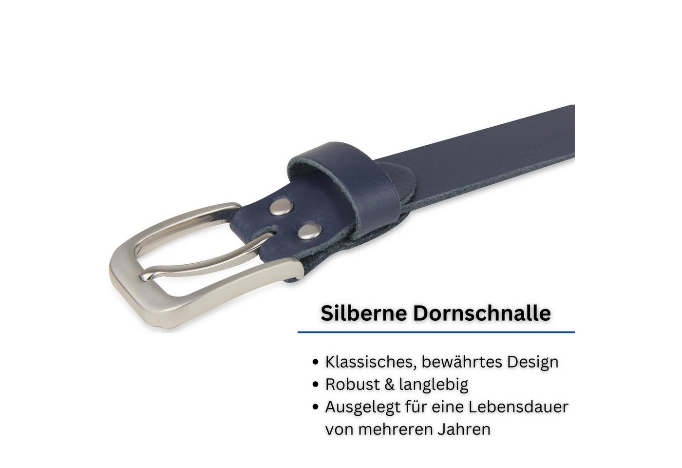 Frentree Ledergürtel aus 100% Echtleder, MADE IN GERMANY 3 cm breiter Gürtel aus Leder, kürzbar, Braun – Bild 3 von 5