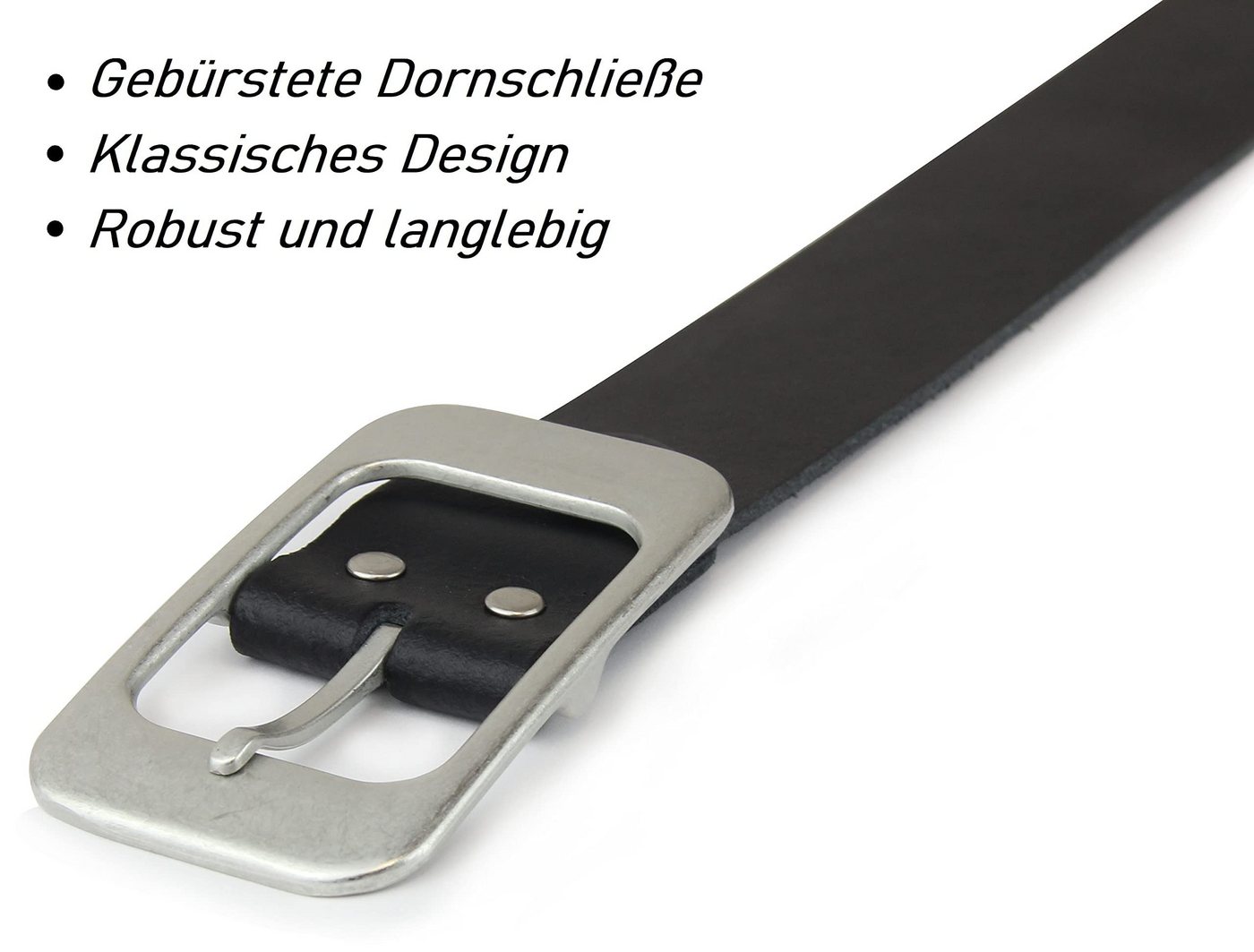Frentree Ledergürtel aus 100% Echtleder, MADE IN GERMANY 3,8 cm breiter Gürtel aus Leder, kürzbar, Schwarz – Bild 2 von 5