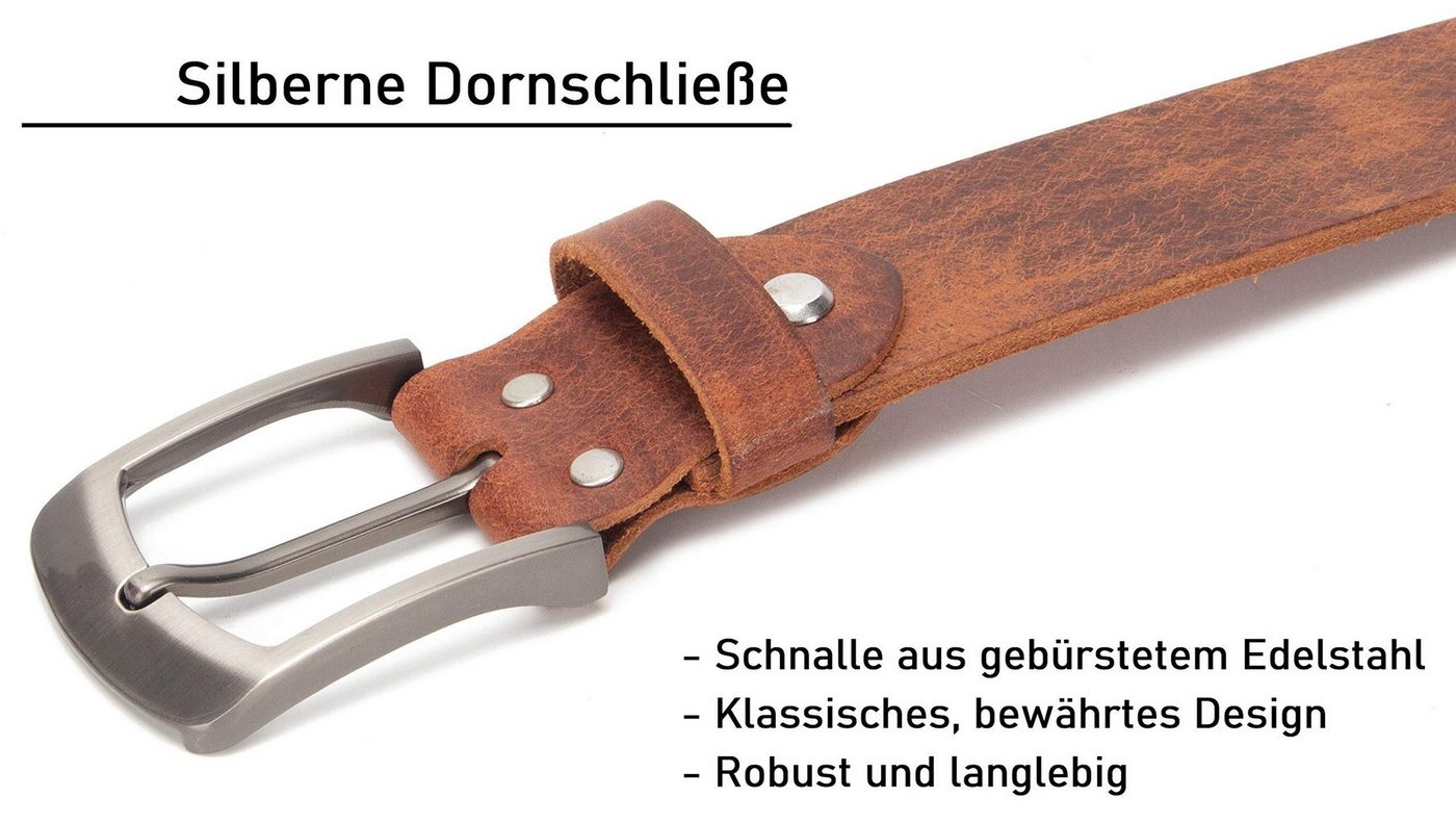Frentree Ledergürtel aus 100% Echtleder, MADE IN GERMANY 3,8 cm breiter Gürtel aus Leder, kürzbar, verschiedene Farben – Bild 4 von 5