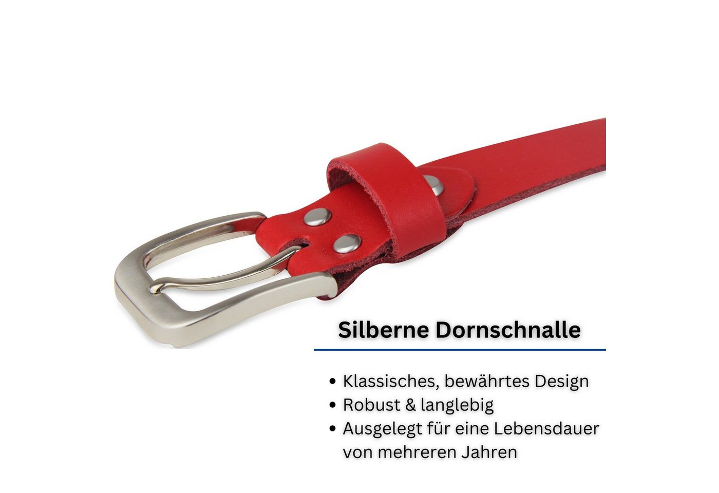 Frentree Ledergürtel aus 100% Echtleder, MADE IN GERMANY 3 cm breiter Gürtel aus Leder, kürzbar, Braun – Bild 3 von 5