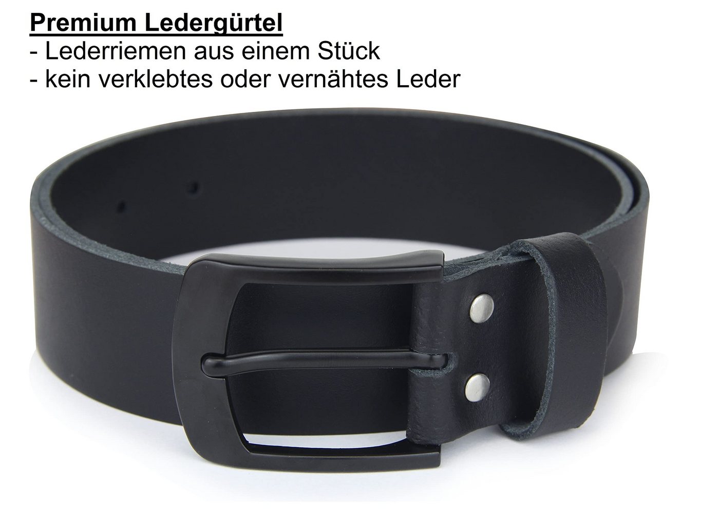 Frentree Ledergürtel aus 100% Echtleder, MADE IN GERMANY 3,8 cm breiter Jeansgürtel & Anzuggürtel, kürzbar, Schwarz – Bild 2 von 5