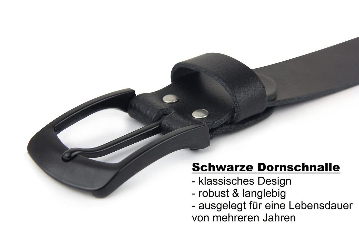 Frentree Ledergürtel aus 100% Echtleder, MADE IN GERMANY 3,8 cm breiter Jeansgürtel & Anzuggürtel, kürzbar, Schwarz – Bild 3 von 5