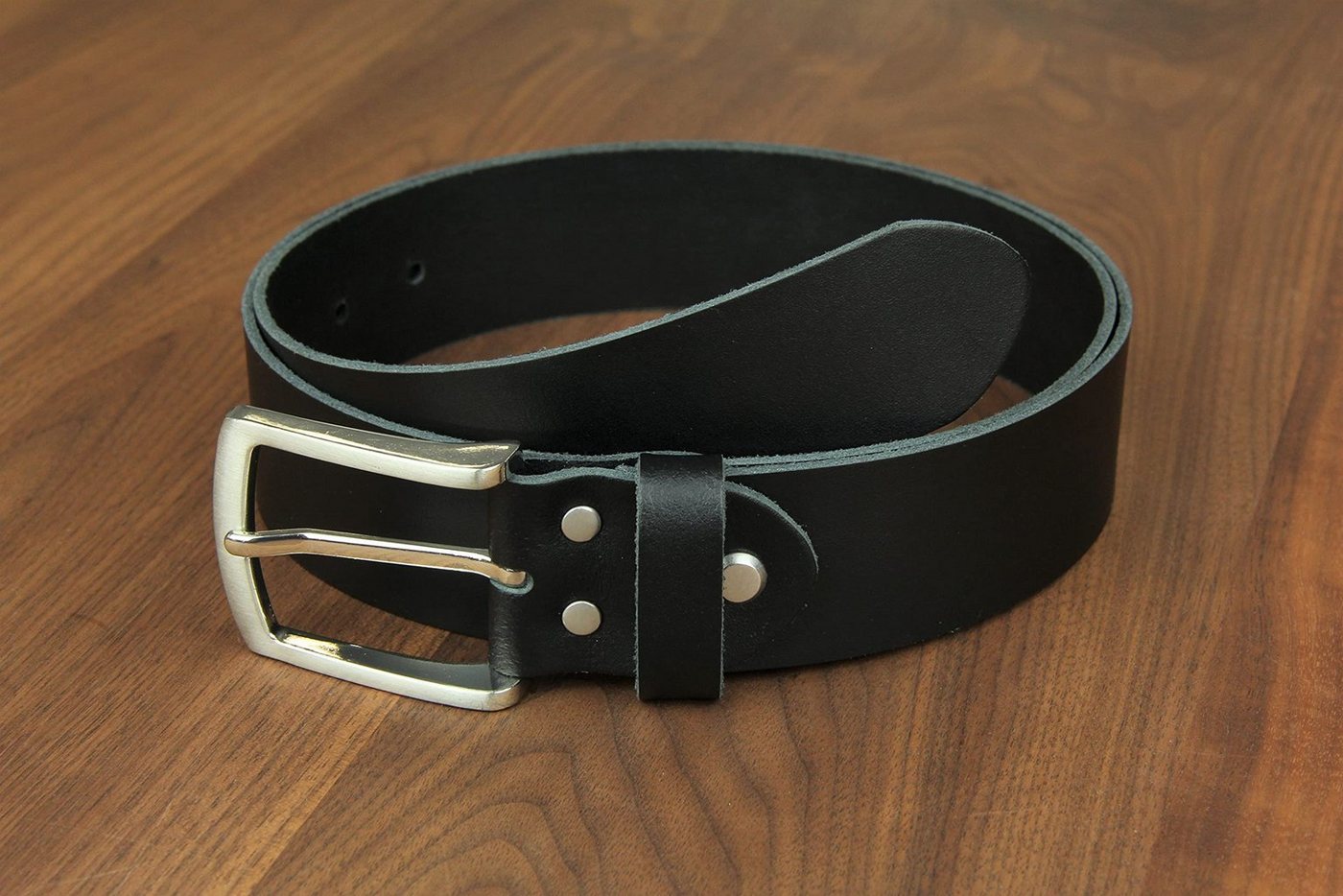 Frentree Ledergürtel aus 100% Echtleder, MADE IN GERMANY 3,8 cm breiter Gürtel aus Leder, kürzbar, Schwarz – Bild 3 von 5